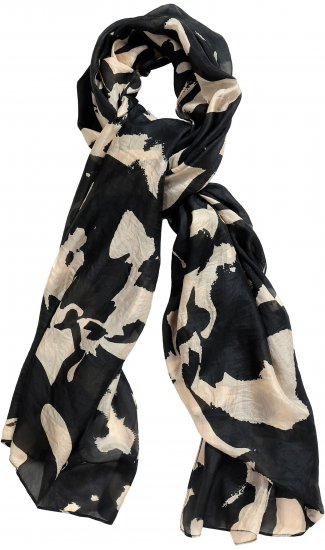 Ulla Popken Printed Silk Scarf Black - Accessoarer - 