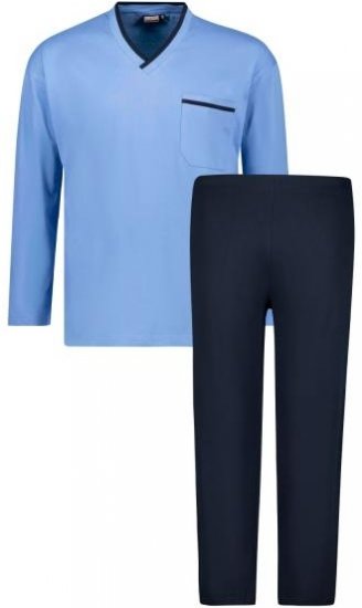 Adamo Beppo Long Sleeve Pyjama Light Blue - Underkläder & badkläder - Stora underkläder för män