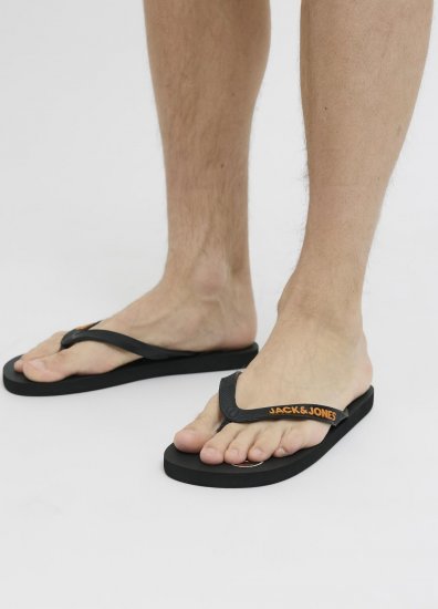 Jack & Jones Logo Palm Print Flip Flop Slippers Anthracite - Herrskor 40-52 - 