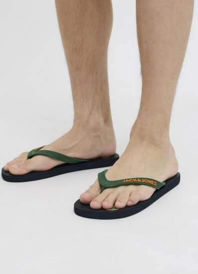 Jack & Jones Logo Palm Print Flip Flop Slippers Navy Blazer/Verdant Green - Herrskor 40-52 - 