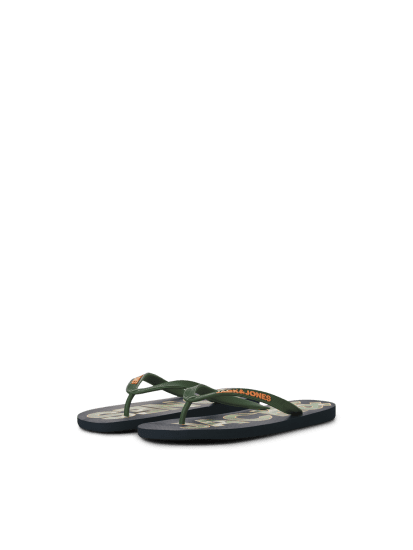 Jack & Jones Logo Palm Print Flip Flop Slippers Navy Blazer/Verdant Green - Herrskor 40-52 - 