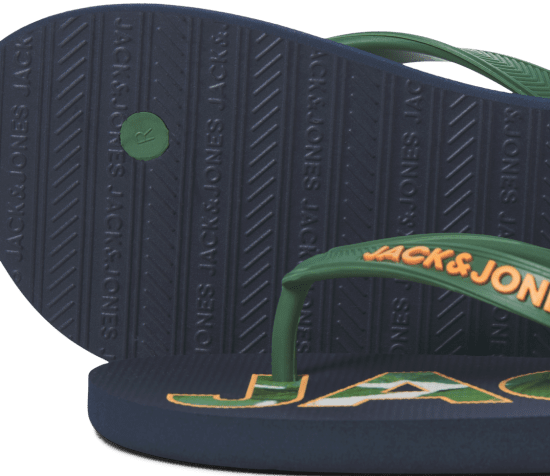 Jack & Jones Logo Palm Print Flip Flop Slippers Navy Blazer/Verdant Green - Herrskor 40-52 - 