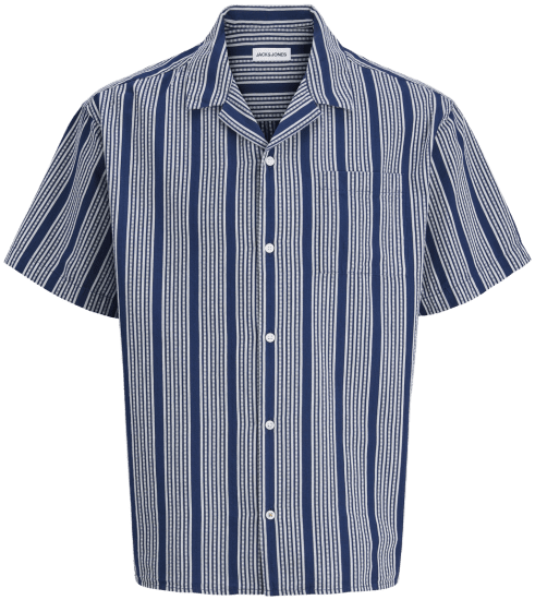 Jack & Jones Edover Resort Short Sleeve Shirt Dark Blue - Skjortor - Stora skjortor - 2XL-8XL