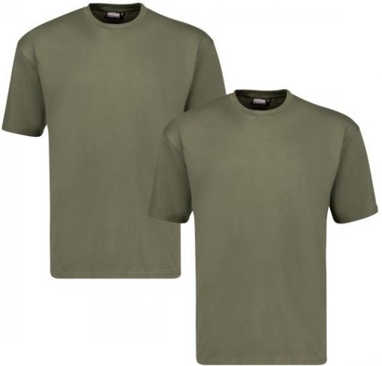 Adamo 129420 Marlon Comfort fit 2-pack T-shirt Olive Green - T-shirts - Stora T-shirts - 2XL-14XL