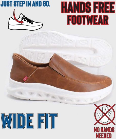 D555 Carlisle 1 D555 Kingsize Hands Free Shoes Dark Tan - Herrskor 40-52 - 