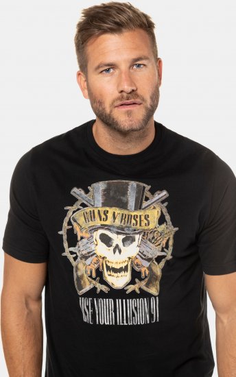 JP1880 Guns N’ Roses Skull Comfort Fit Band T-Shirt Black - T-shirts - Stora T-shirts - 2XL-14XL