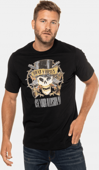 JP1880 Guns N’ Roses Skull Comfort Fit Band T-Shirt Black - T-shirts - Stora T-shirts - 2XL-14XL