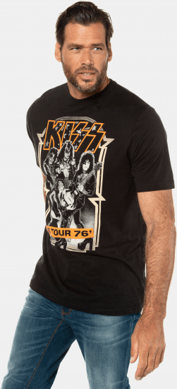 JP1880 KISS Retro Graphic Comfort Fit Band T-Shirt Black - T-shirts - Stora T-shirts - 2XL-14XL