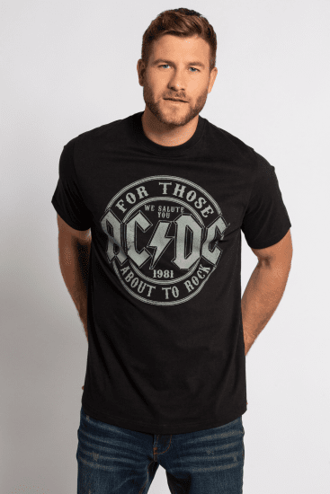 JP1880 AC/DC Graphic Comfort Fit Band T-Shirt Black - T-shirts - Stora T-shirts - 2XL-14XL