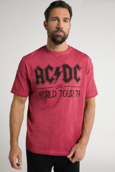JP1880 AC/DC World Tour Graphic Comfort Fit Band T-Shirt Dark Red - T-shirts - Stora T-shirts - 2XL-14XL