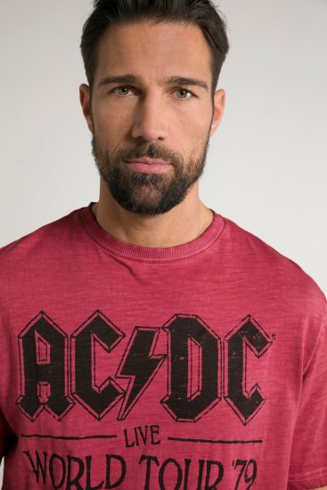 JP1880 AC/DC World Tour Graphic Comfort Fit Band T-Shirt Dark Red - T-shirts - Stora T-shirts - 2XL-14XL
