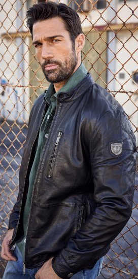 JP1880 Biker Style Leather Jacket Black - Jackor - Stora jackor - 2XL-12XL