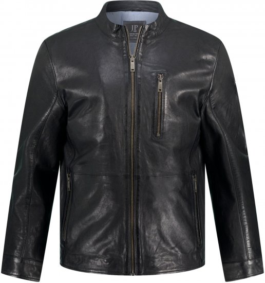 JP1880 Biker Style Leather Jacket Black - Jackor - Stora jackor - 2XL-12XL