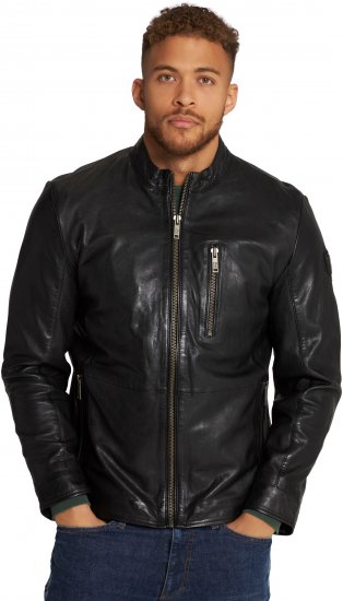 JP1880 Biker Style Leather Jacket Black - Jackor - Stora jackor - 2XL-12XL