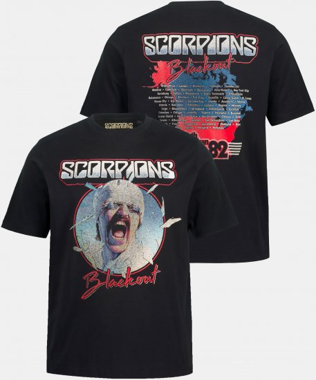 JP1880 Scorpions Blackout Graphic Comfort Fit Band T-Shirt Black - T-shirts - Stora T-shirts - 2XL-14XL