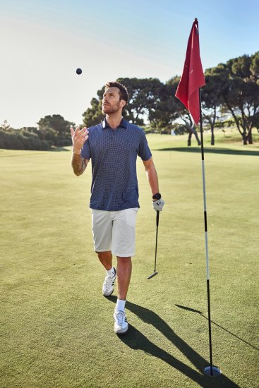 JP1880 Jay-Pi QuickDry Small Print Golf Polo Shirt Navy Blue - Pikétröjor - Stora pikétröjor - 2XL-8XL