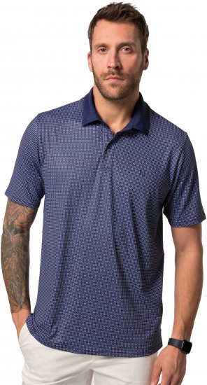 JP1880 Jay-Pi QuickDry Small Print Golf Polo Shirt Navy Blue - Pikétröjor - Stora pikétröjor - 2XL-8XL
