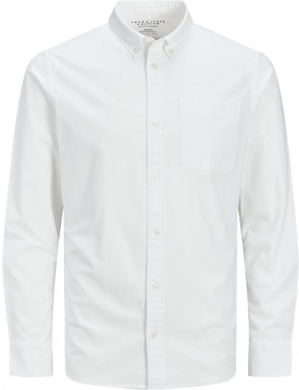 Jack & Jones Brook Oxford Long Sleeve Shirt White - Skjortor - Stora skjortor - 2XL-8XL