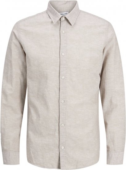 Jack & Jones Breeze Linen Blend Long Sleeve Shirt Crockery - Skjortor - Stora skjortor - 2XL-8XL
