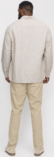 Jack & Jones Breeze Linen Blend Long Sleeve Shirt Crockery - Skjortor - Stora skjortor - 2XL-8XL