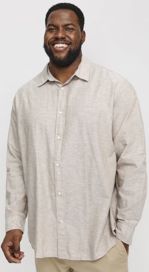 Jack & Jones Breeze Linen Blend Long Sleeve Shirt Crockery - Skjortor - Stora skjortor - 2XL-8XL