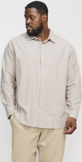 Jack & Jones Breeze Linen Blend Long Sleeve Shirt Crockery - Skjortor - Stora skjortor - 2XL-8XL