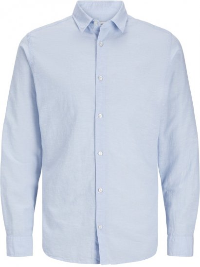 Jack & Jones Breeze Linen Blend Long Sleeve Shirt Chambray Blue - Skjortor - Stora skjortor - 2XL-8XL