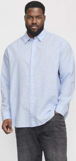 Jack & Jones Breeze Linen Blend Long Sleeve Shirt Chambray Blue - Skjortor - Stora skjortor - 2XL-8XL