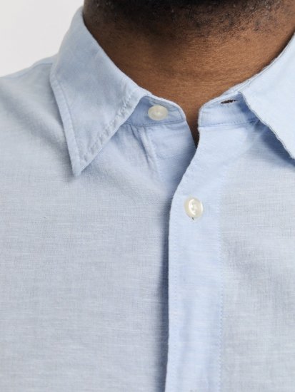 Jack & Jones Breeze Linen Blend Long Sleeve Shirt Chambray Blue - Skjortor - Stora skjortor - 2XL-8XL