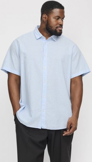 Jack & Jones Breeze Linen Blend Short Sleeve Shirt Chambray Blue - Skjortor - Stora skjortor - 2XL-8XL