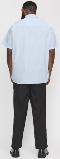 Jack & Jones Breeze Linen Blend Short Sleeve Shirt Chambray Blue - Skjortor - Stora skjortor - 2XL-8XL