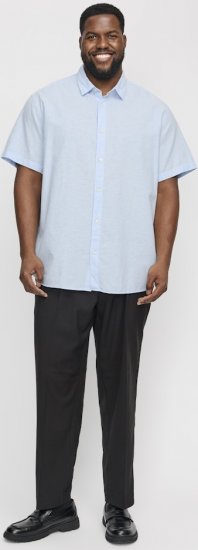 Jack & Jones Breeze Linen Blend Short Sleeve Shirt Chambray Blue - Skjortor - Stora skjortor - 2XL-8XL
