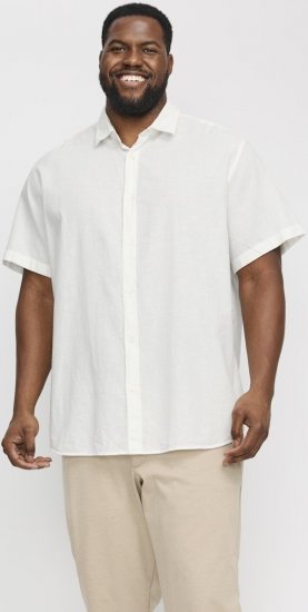 Jack & Jones Breeze Linen Blend Short Sleeve Shirt White - Skjortor - Stora skjortor - 2XL-8XL