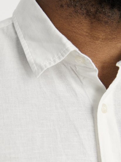 Jack & Jones Breeze Linen Blend Short Sleeve Shirt White - Skjortor - Stora skjortor - 2XL-8XL