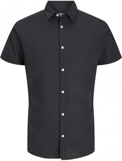 Jack & Jones Breeze Linen Blend Short Sleeve Shirt Black - Skjortor - Stora skjortor - 2XL-8XL