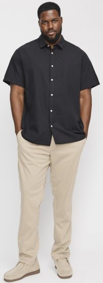 Jack & Jones Breeze Linen Blend Short Sleeve Shirt Black - Skjortor - Stora skjortor - 2XL-8XL