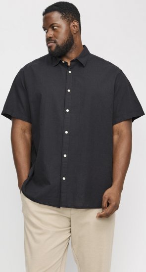 Jack & Jones Breeze Linen Blend Short Sleeve Shirt Black - Skjortor - Stora skjortor - 2XL-8XL