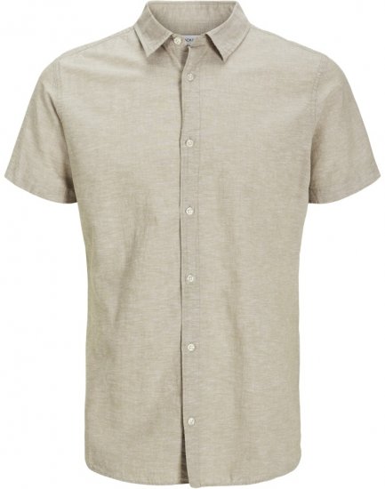 Jack & Jones Breeze Linen Blend Short Sleeve Shirt Beige - Skjortor - Stora skjortor - 2XL-8XL