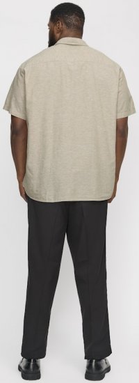 Jack & Jones Breeze Linen Blend Short Sleeve Shirt Beige - Skjortor - Stora skjortor - 2XL-8XL