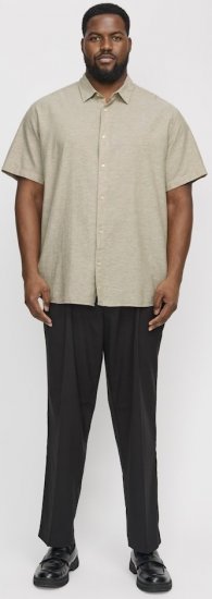 Jack & Jones Breeze Linen Blend Short Sleeve Shirt Beige - Skjortor - Stora skjortor - 2XL-8XL