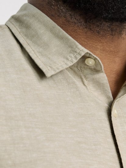 Jack & Jones Breeze Linen Blend Short Sleeve Shirt Beige - Skjortor - Stora skjortor - 2XL-8XL