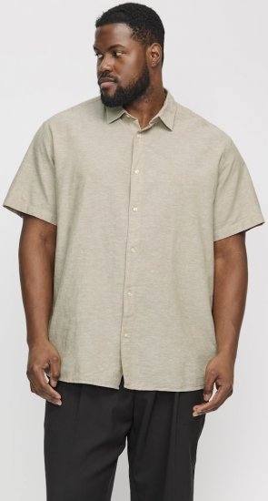 Jack & Jones Breeze Linen Blend Short Sleeve Shirt Beige - Skjortor - Stora skjortor - 2XL-8XL