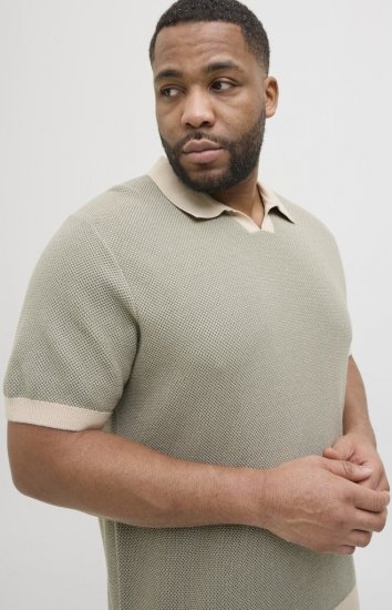 Jack & Jones Ceaston Knit Short Sleeve Sweater Vetiver - Tröjor & hoodies - Stora hoodies & tröjor - 2XL-14XL