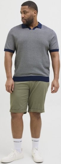 Jack & Jones Ceaston Knit Short Sleeve Sweater Grey/Blue - Tröjor & hoodies - Stora hoodies & tröjor - 2XL-14XL