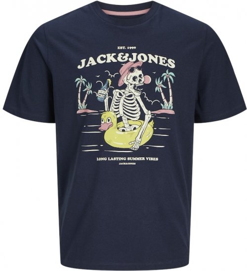 Jack & Jones Elijah Crew Neck T-Shirt Navy - T-shirts - Stora T-shirts - 2XL-14XL