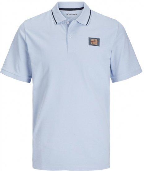 Jack & Jones Hudson Short Sleeve Polo Chambray Blue - Pikétröjor - Stora pikétröjor - 2XL-8XL
