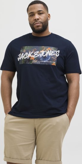 Jack & Jones Hawaii Shape Crew Neck T-Shirt Navy - T-shirts - Stora T-shirts - 2XL-14XL