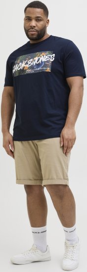 Jack & Jones Hawaii Shape Crew Neck T-Shirt Navy - T-shirts - Stora T-shirts - 2XL-14XL