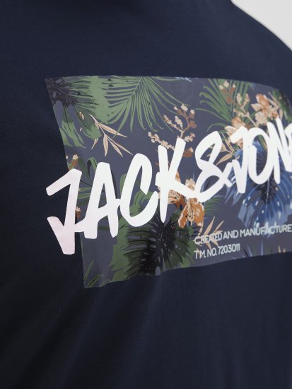 Jack & Jones Hawaii Shape Crew Neck T-Shirt Navy - T-shirts - Stora T-shirts - 2XL-14XL