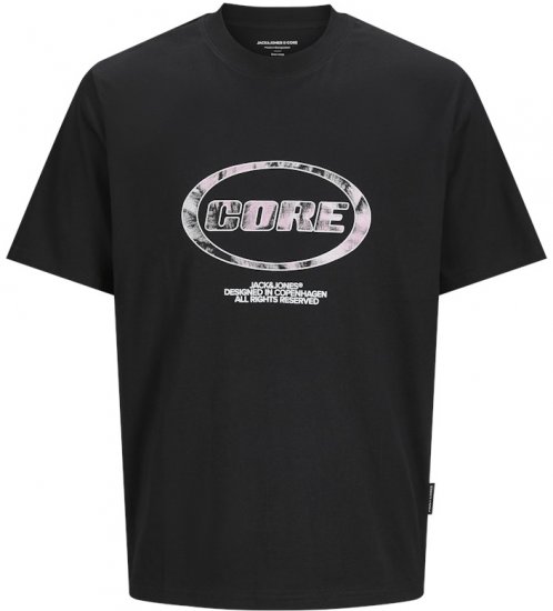Jack & Jones Lido Core Front Print T-Shirt Black - T-shirts - Stora T-shirts - 2XL-14XL